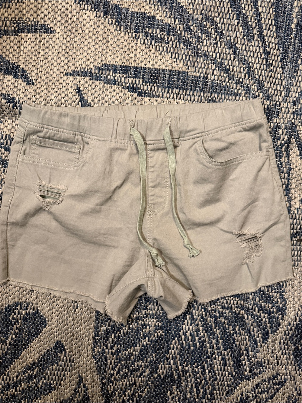 YMI Light Sage Distressed Drawstring Athletic Shorts